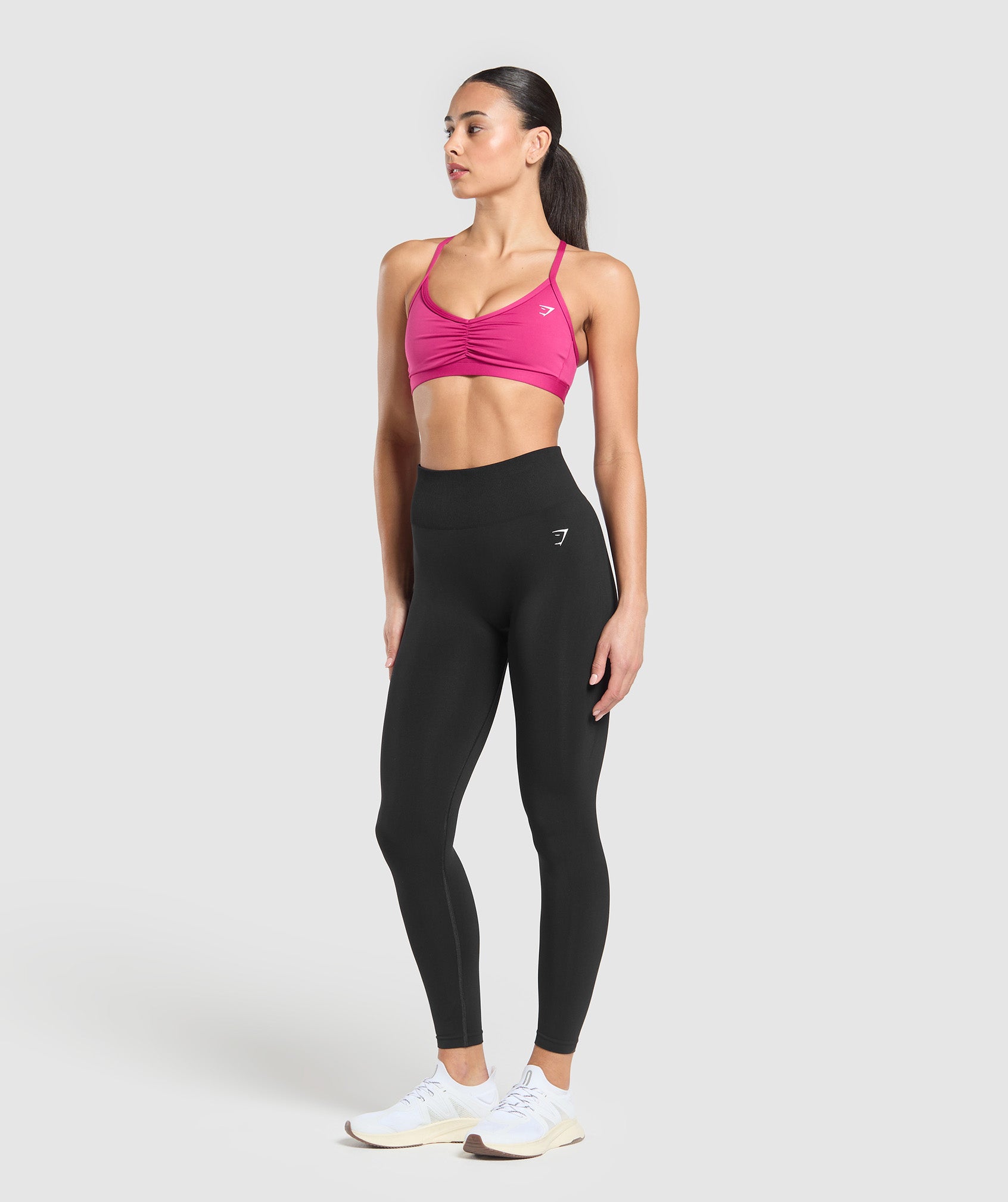 Ruched Strappy Sports Bra - Winning Pink
