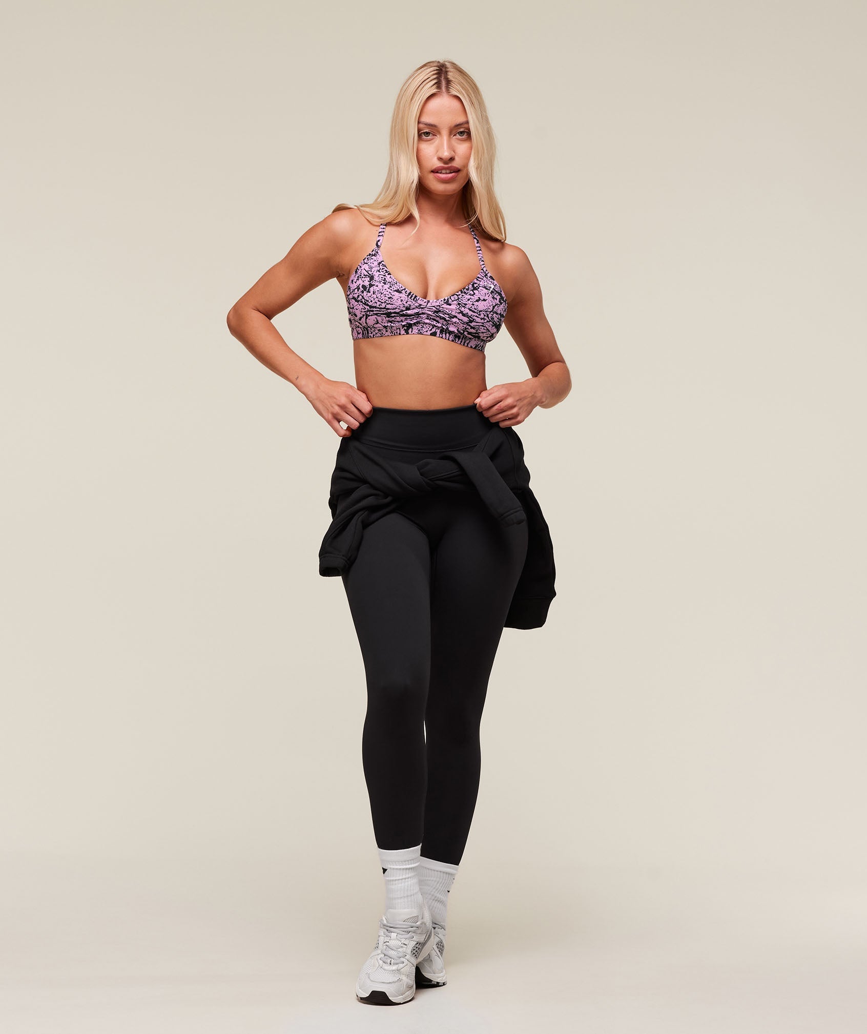 Printed Minimal Sports Bra - Sour Pink