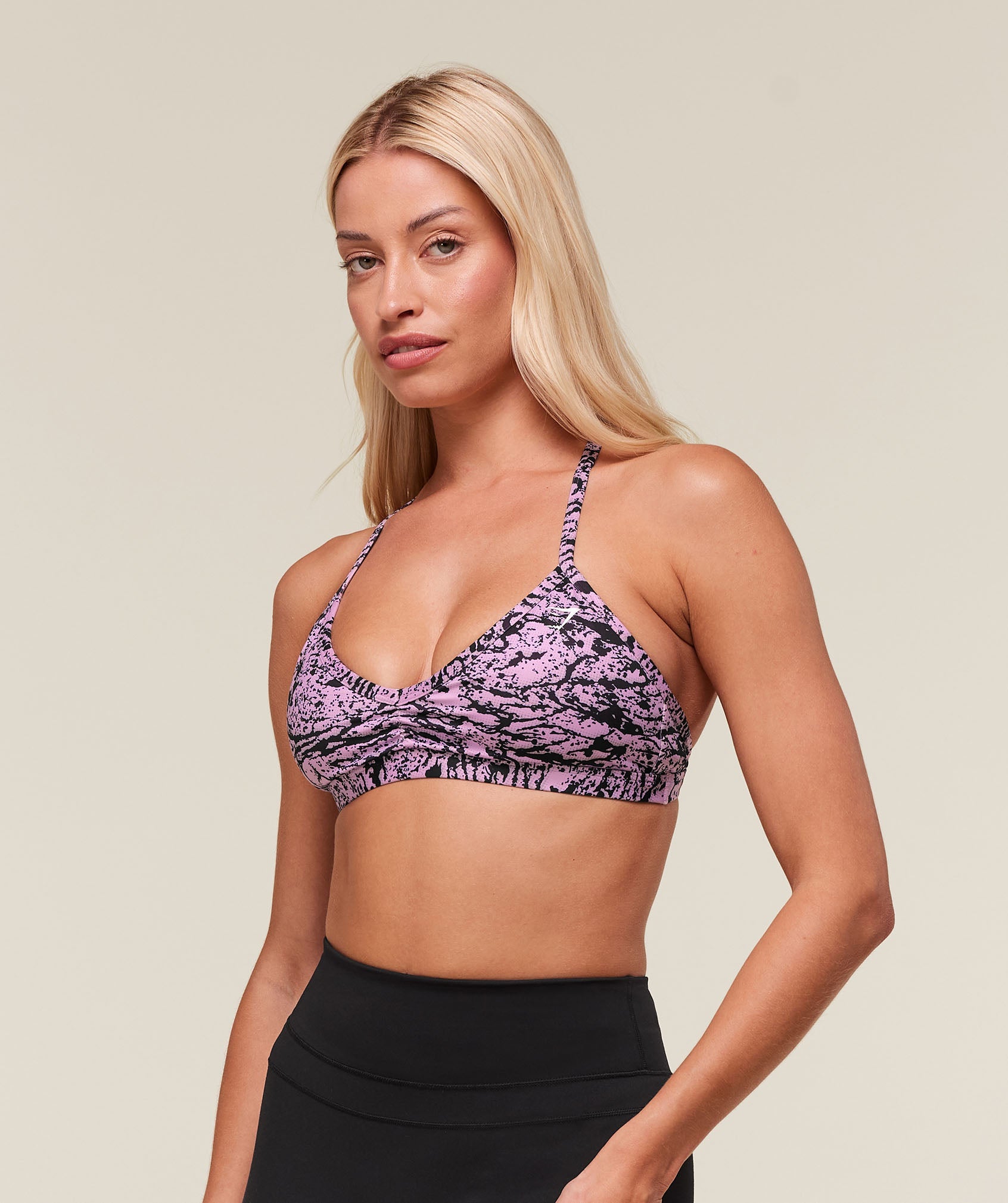 Printed Minimal Sports Bra - Sour Pink