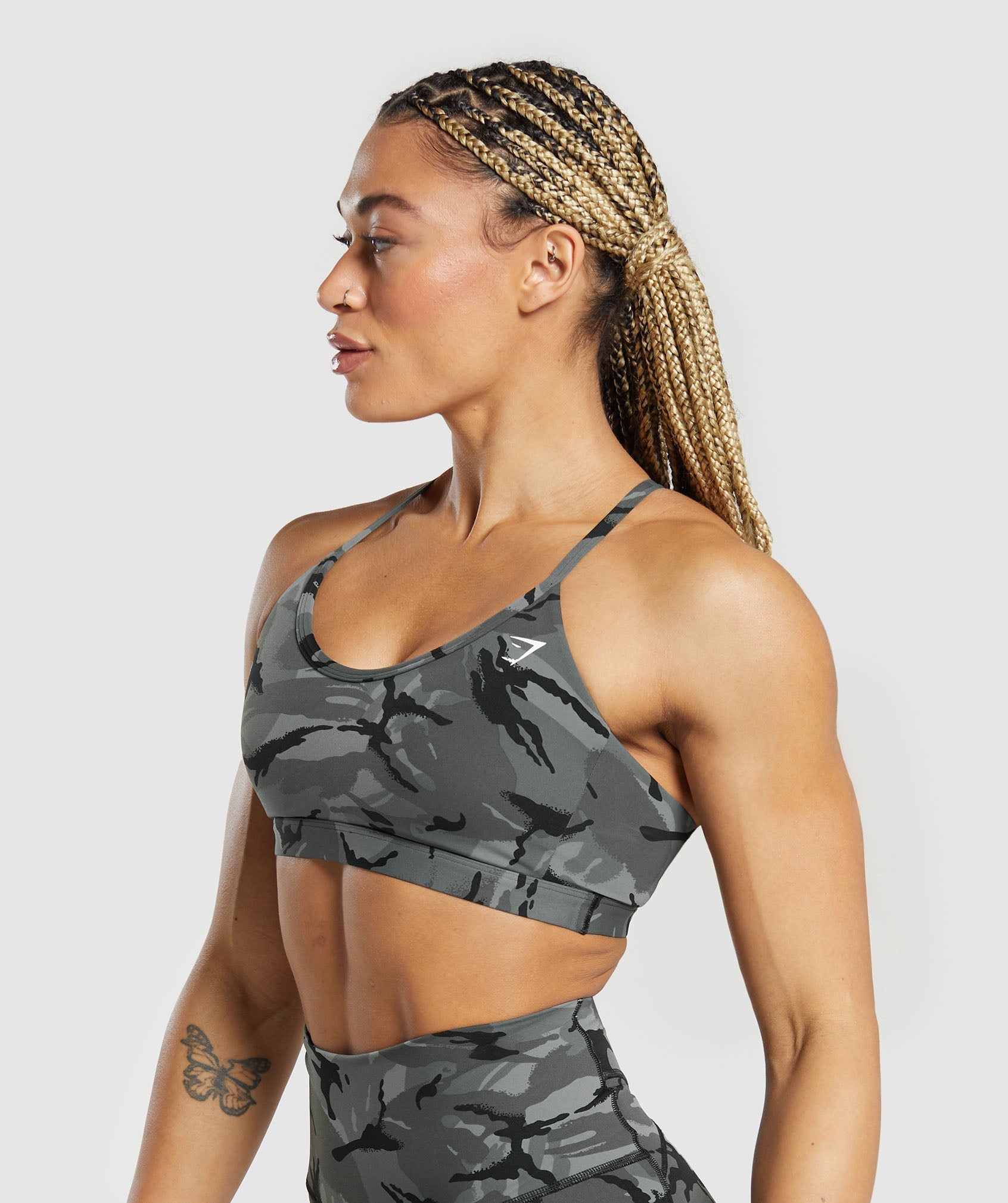 Legacy Printed Sports Bra - Pitch Grey