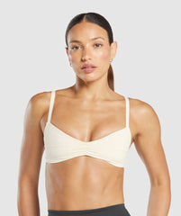 Elevate Ruched Sports Bra - Oat White