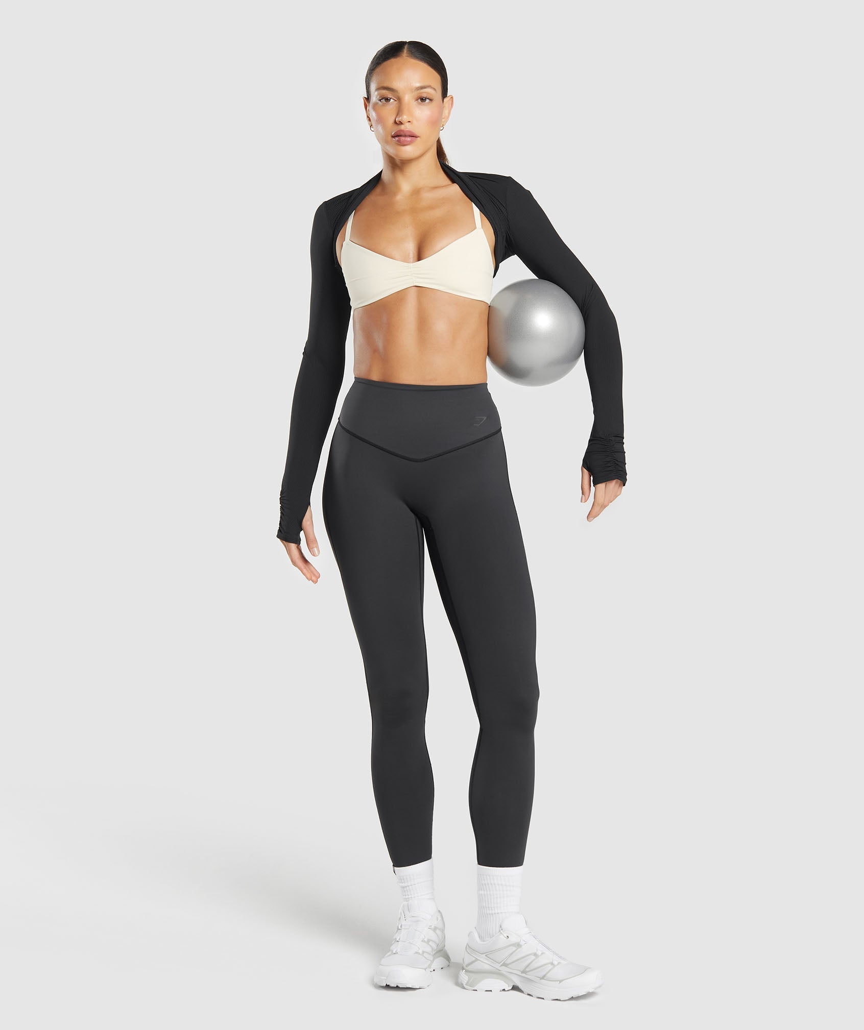 Elevate Ruched Sports Bra - Oat White