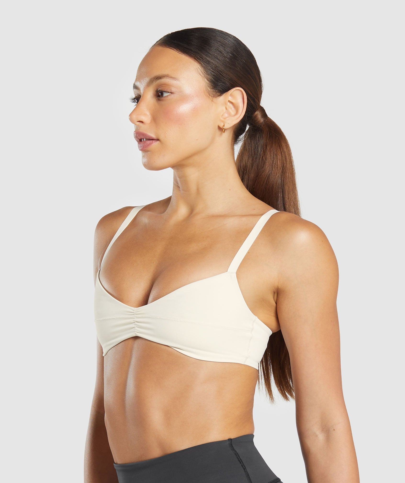 Elevate Ruched Sports Bra - Oat White