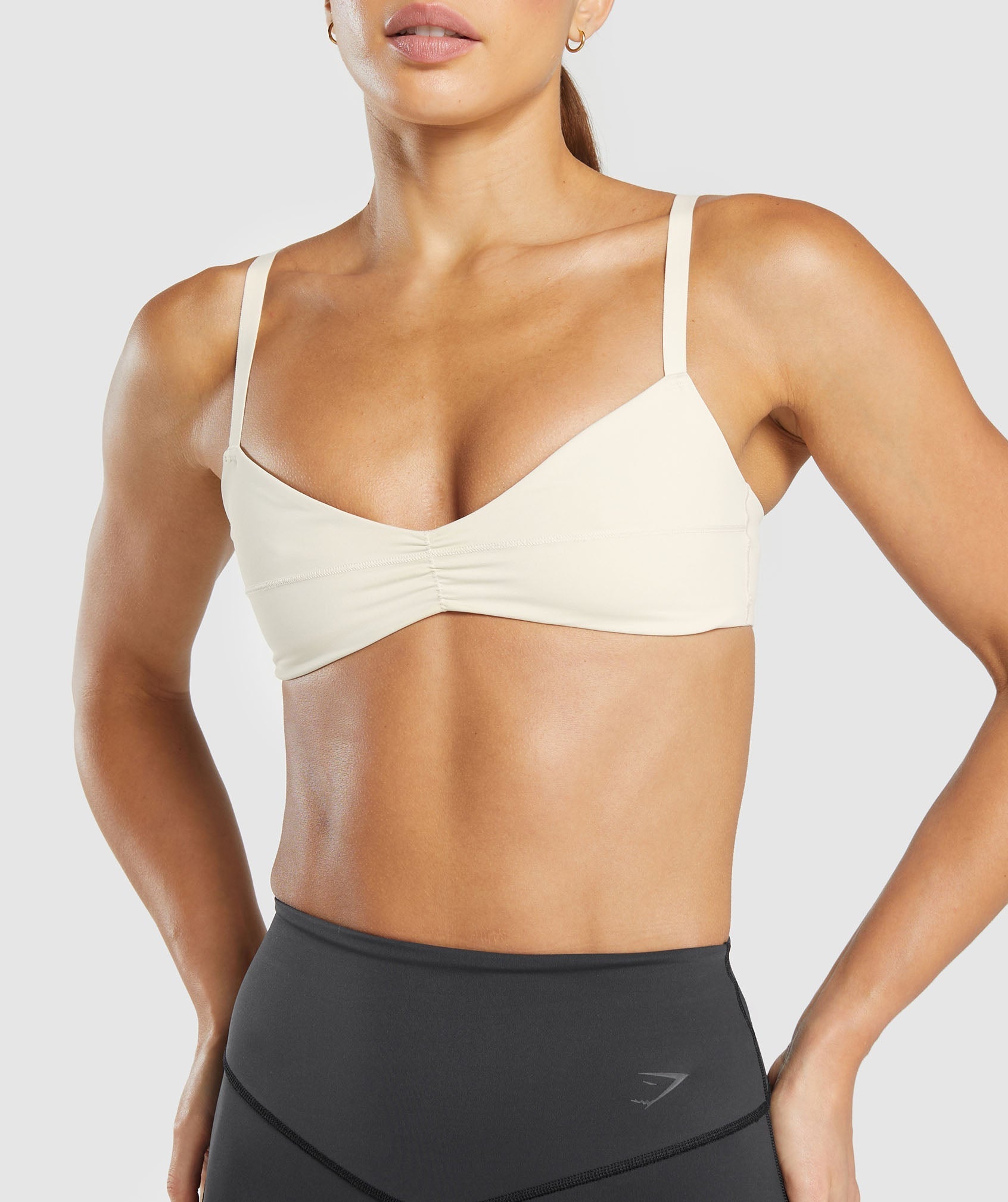 Elevate Ruched Sports Bra - Oat White