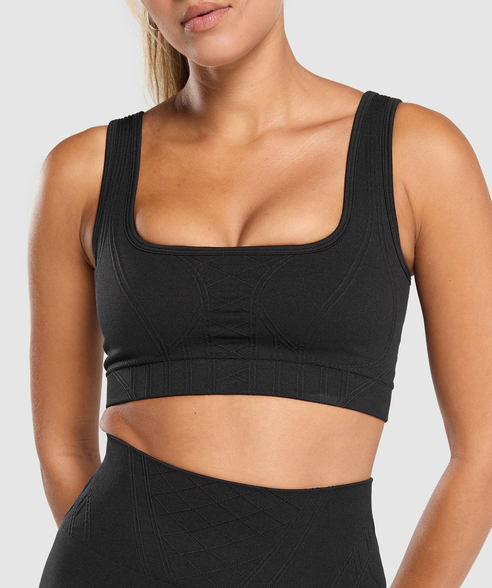 Corset Seamless Sports Bra - Black