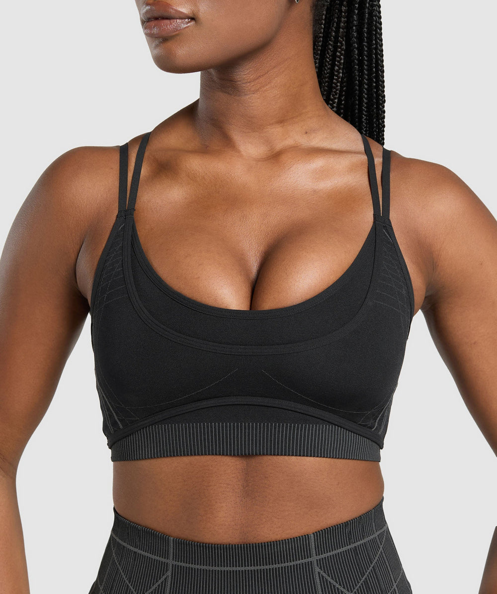 Apex Seamless Strappy Sports Bra - Black/Graphite Grey