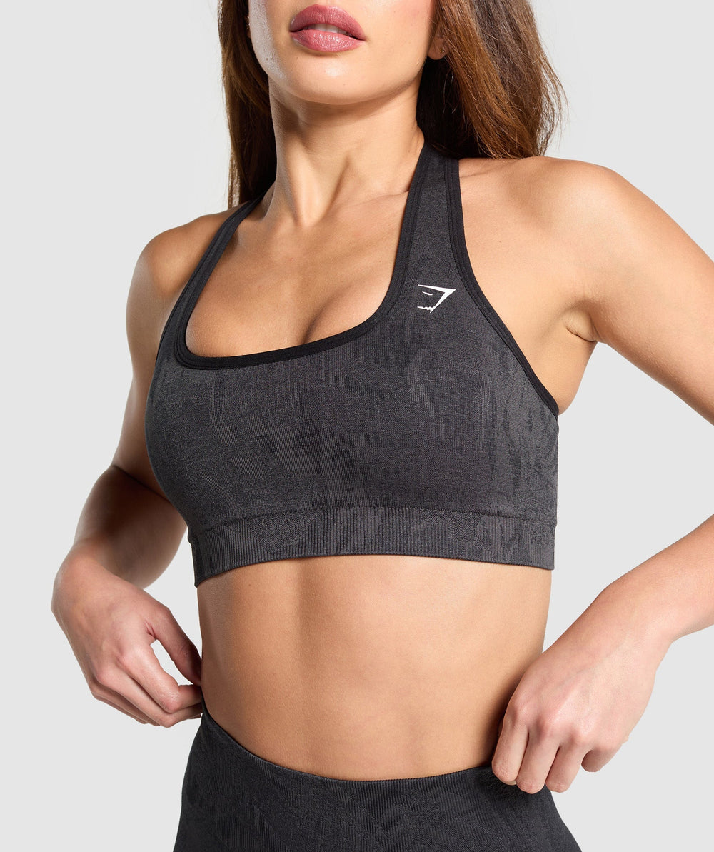 Adapt Camo Racer Back Sports Bra - Asphalt Grey/Black