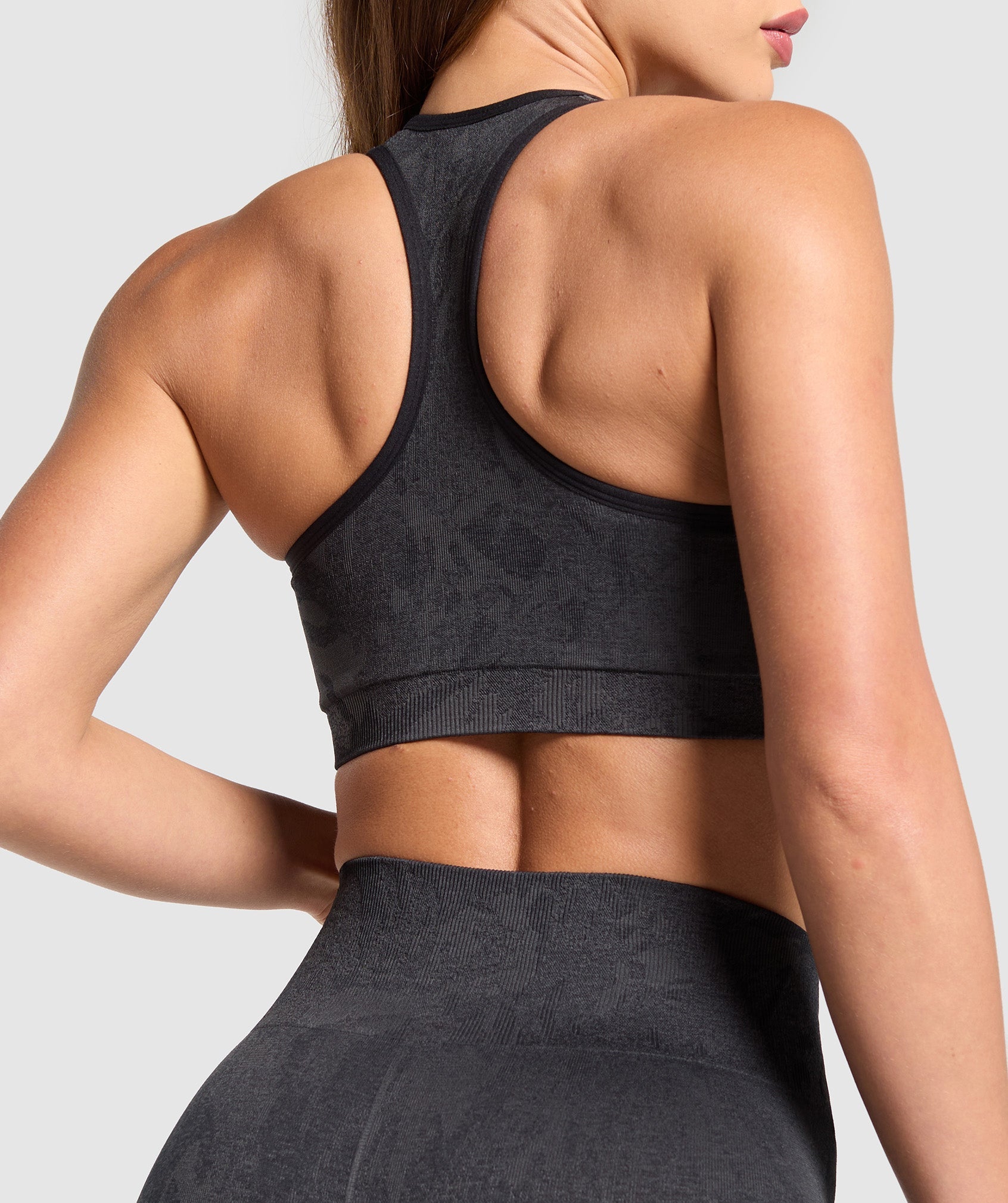 Adapt Camo Racer Back Sports Bra - Asphalt Grey/Black