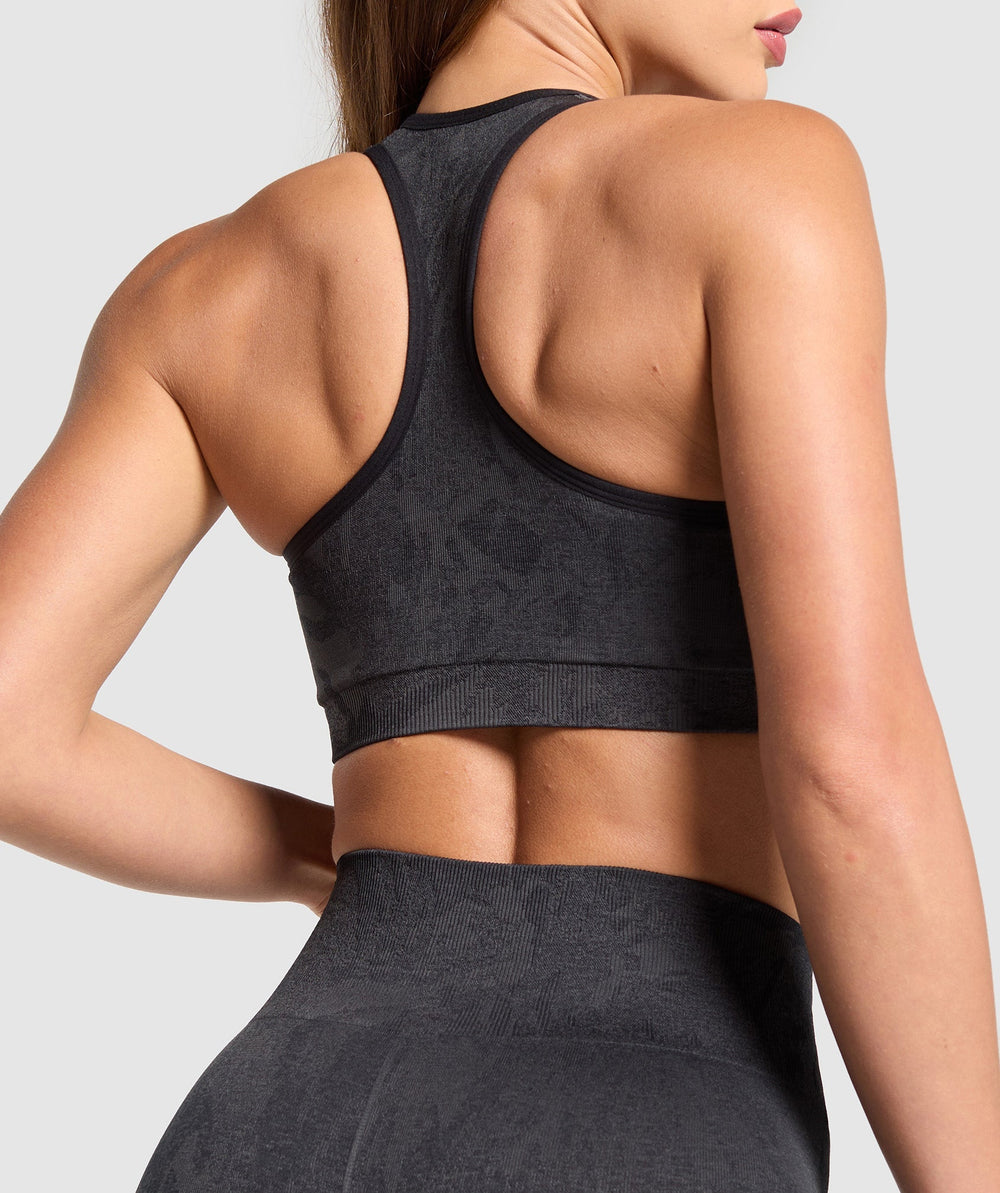 Adapt Camo Racer Back Sports Bra - Asphalt Grey/Black