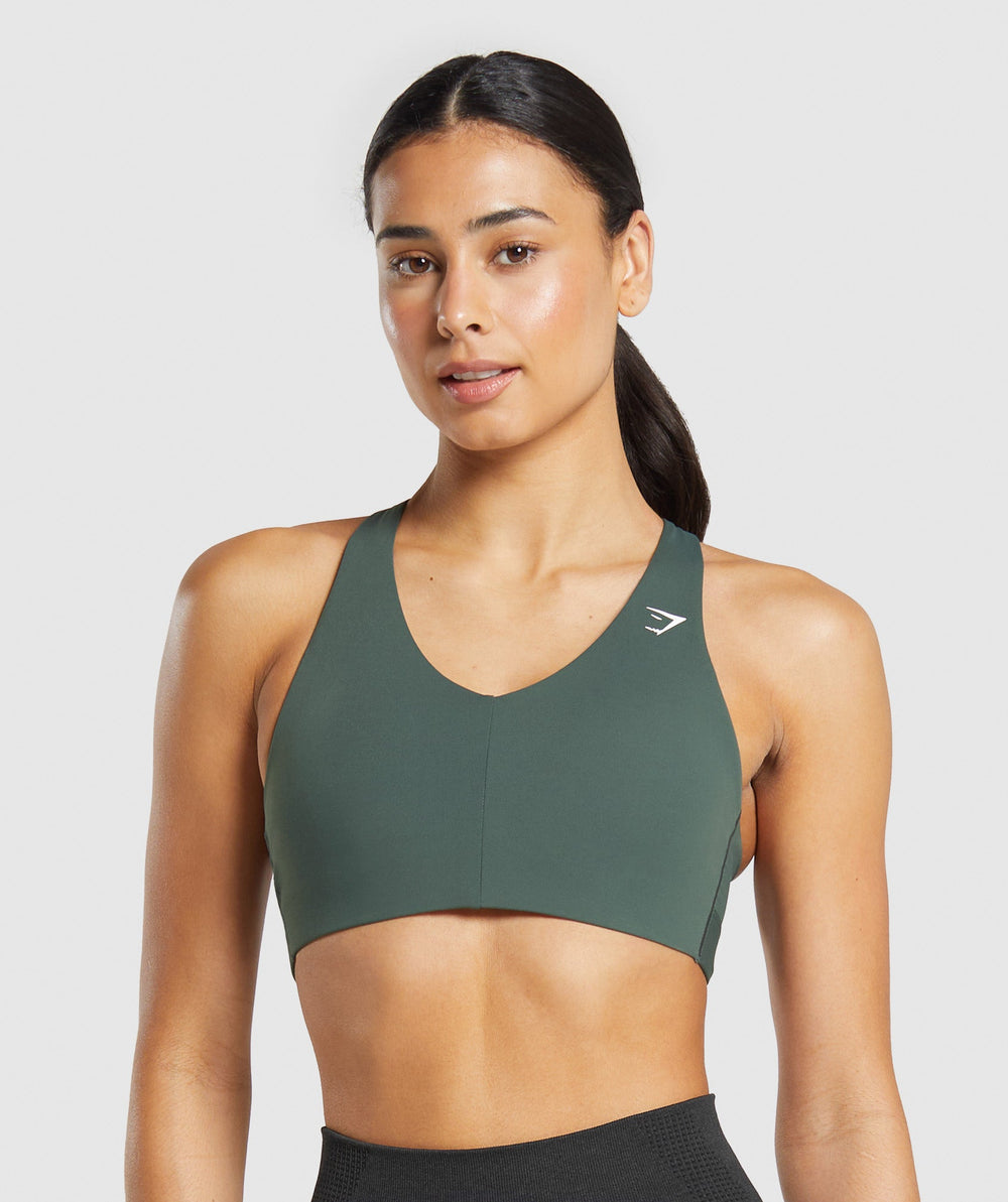 Strappy Back Medium Support Sports Bra - Slate Teal