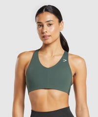 Strappy Back Medium Support Sports Bra - Slate Teal