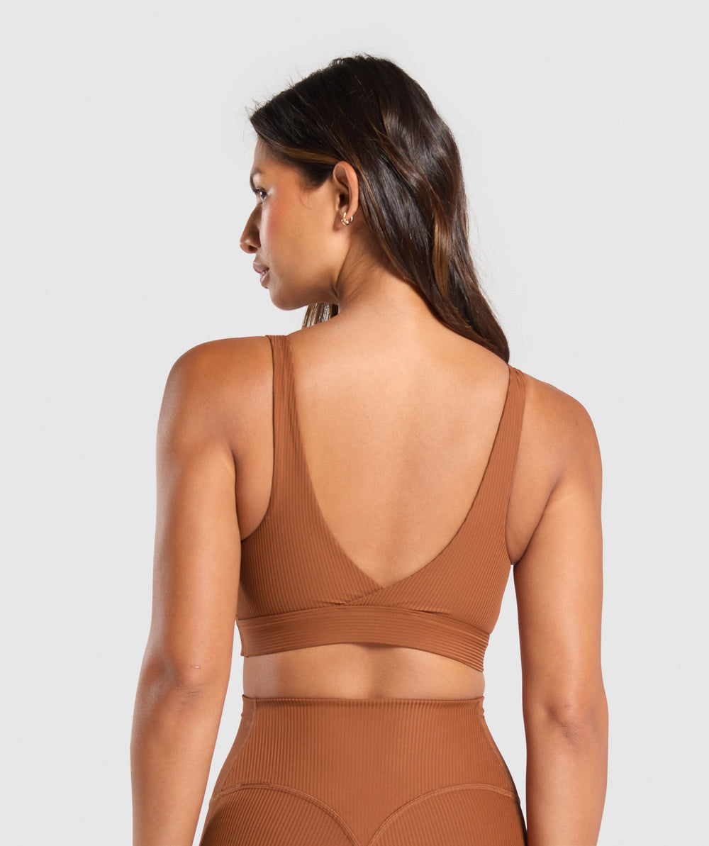 Ribbed Sports Bra - Copper Brown