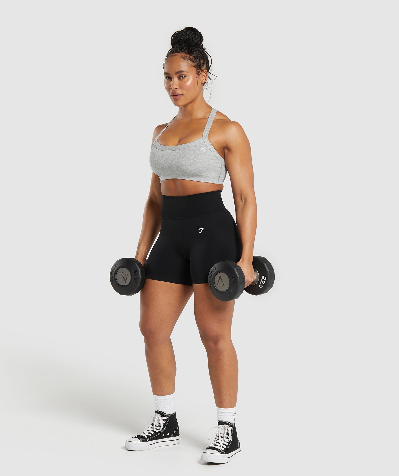 Cotton Lifting Sports Bra - Light Grey Core Marl
