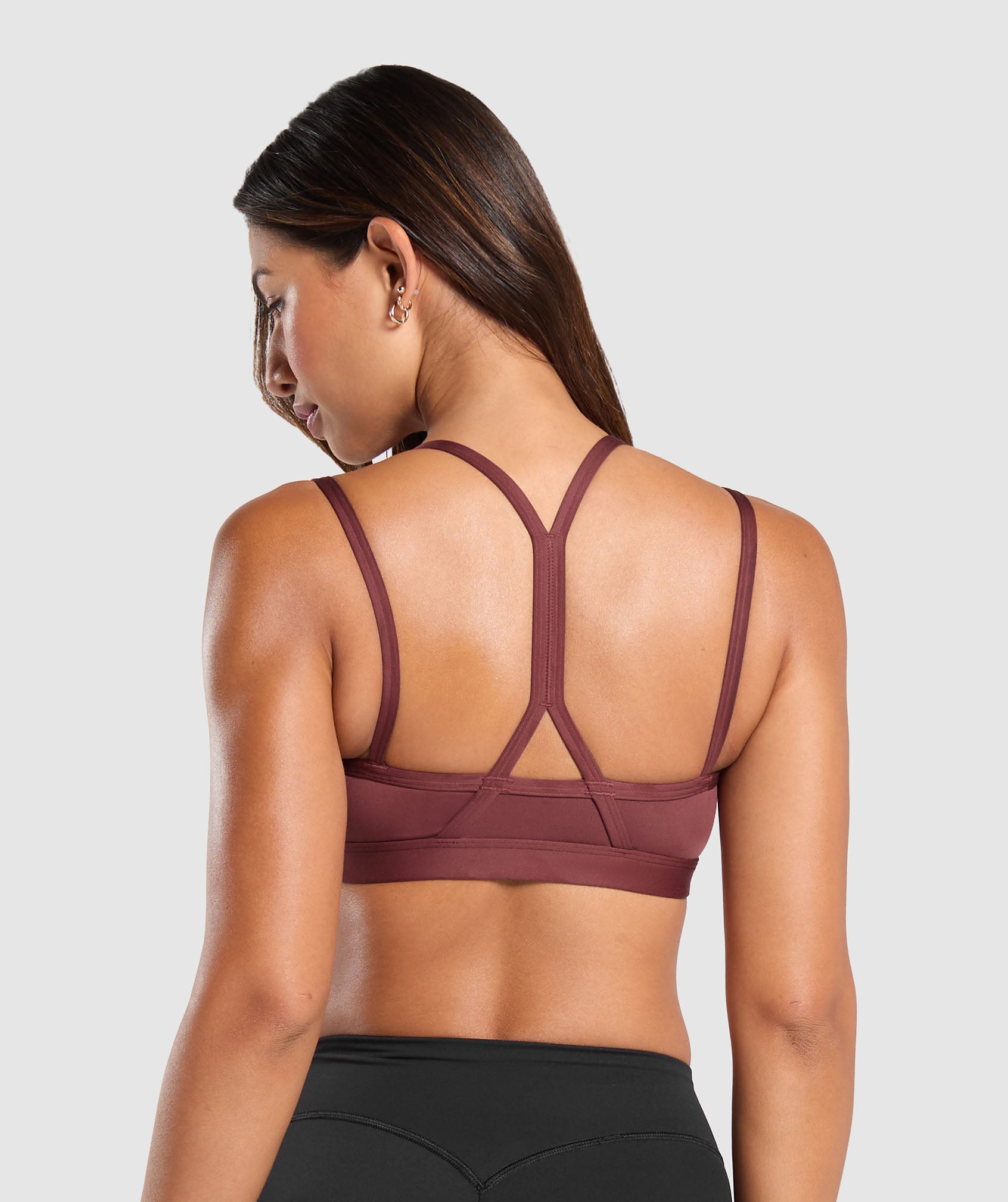 Strap Feature Sports Bra - Burgundy Brown