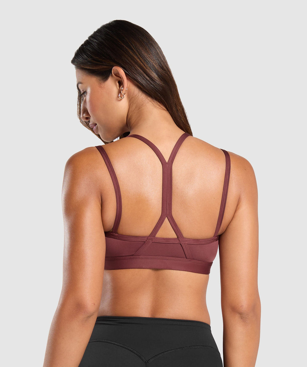 Strap Feature Sports Bra - Burgundy Brown