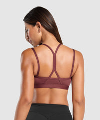 Strap Feature Sports Bra - Burgundy Brown
