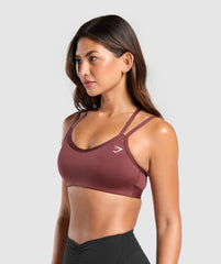 Strap Feature Sports Bra - Burgundy Brown