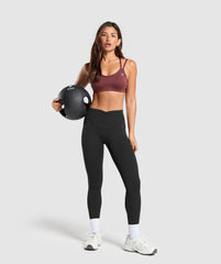 Strap Feature Sports Bra - Burgundy Brown