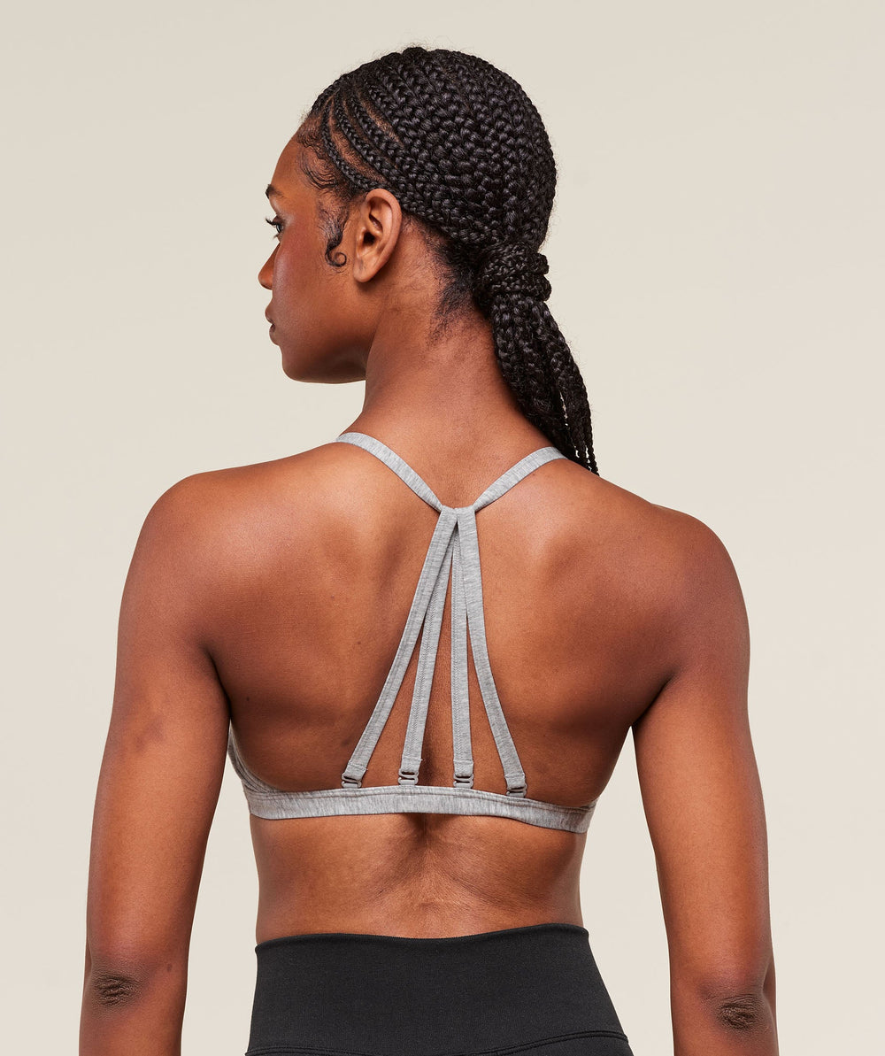 Cotton Minimal Sports Bra - Light Grey Core Marl