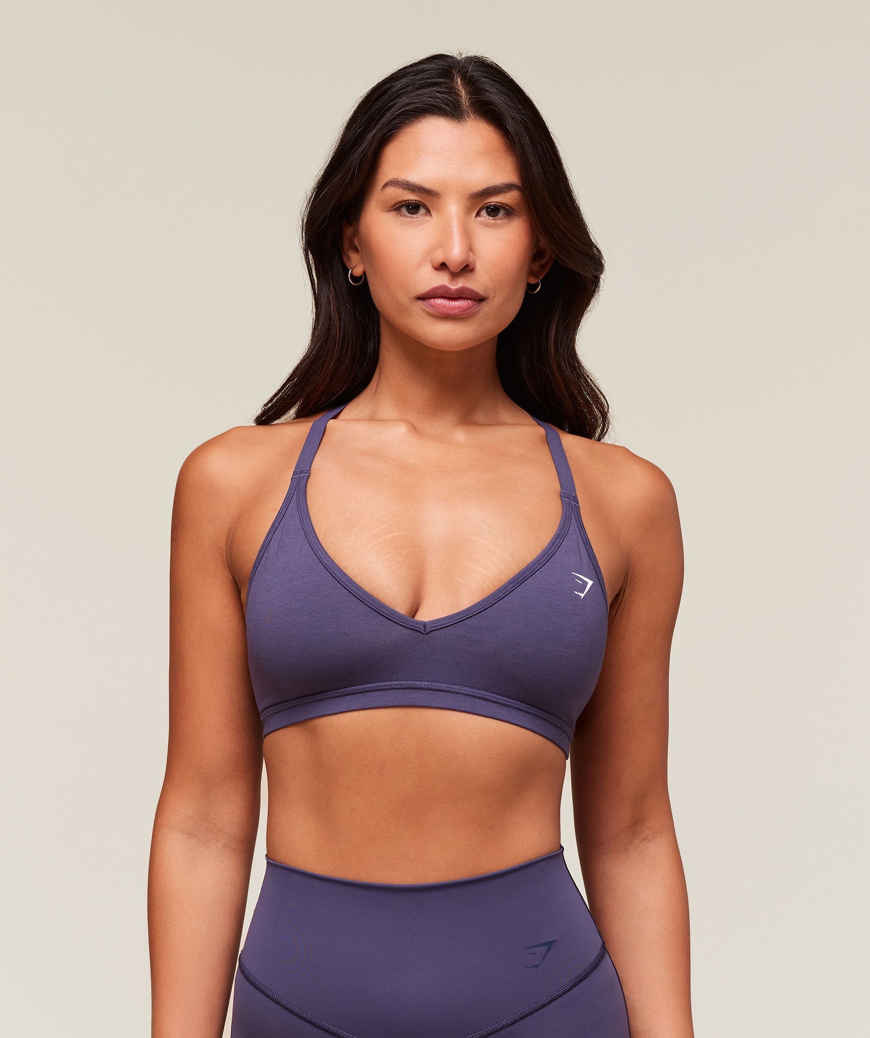 Cotton Racerback Sports Bra - Weighted Purple