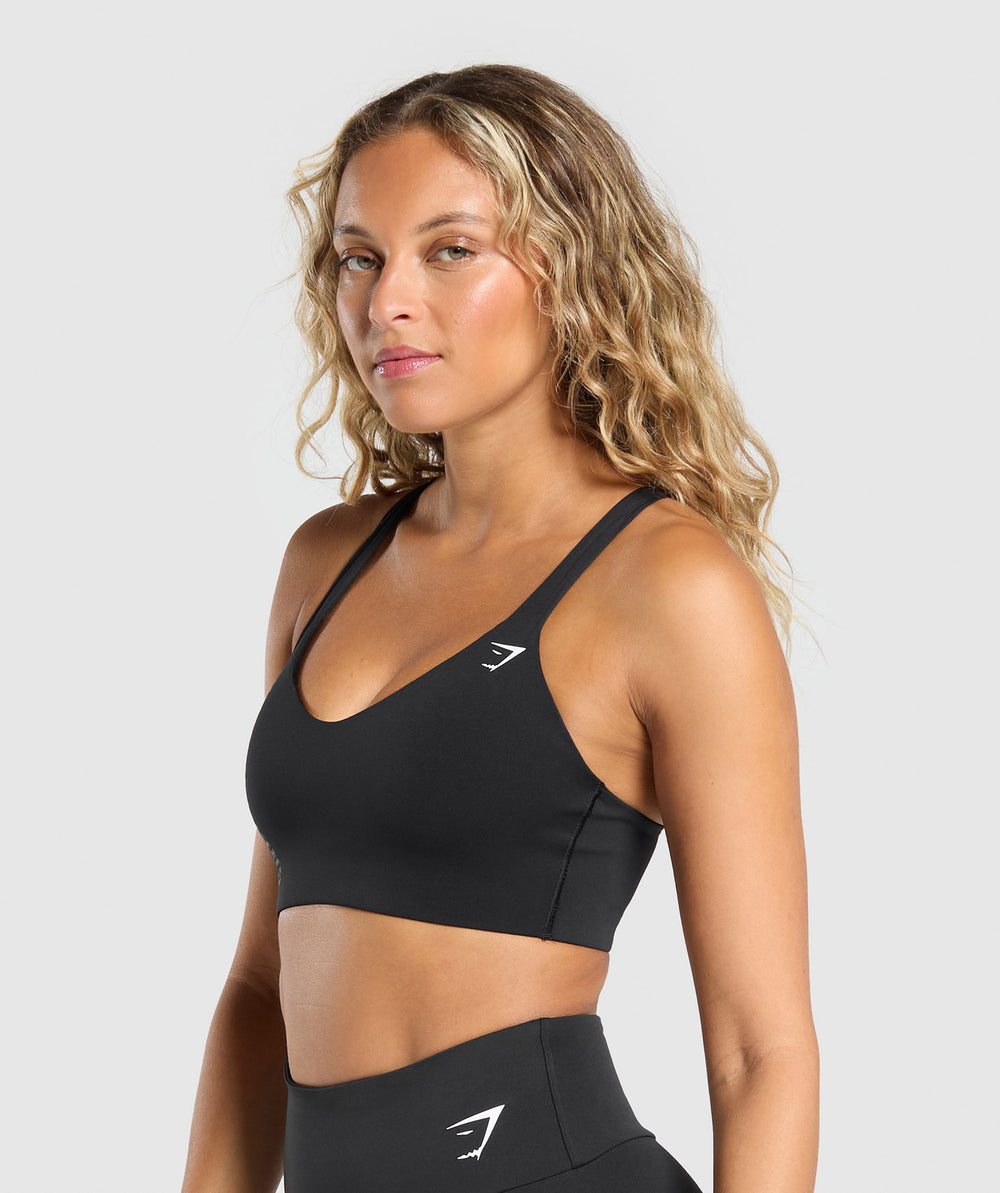 Strappy Back Medium Support Sports Bra - Black
