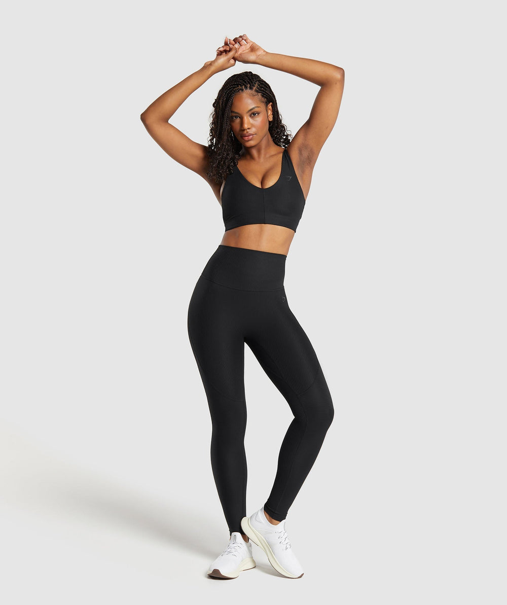 Ribbed Sports Bra - Black