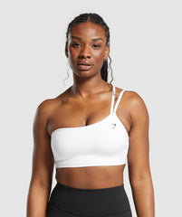 One Shoulder Sports Bra - White