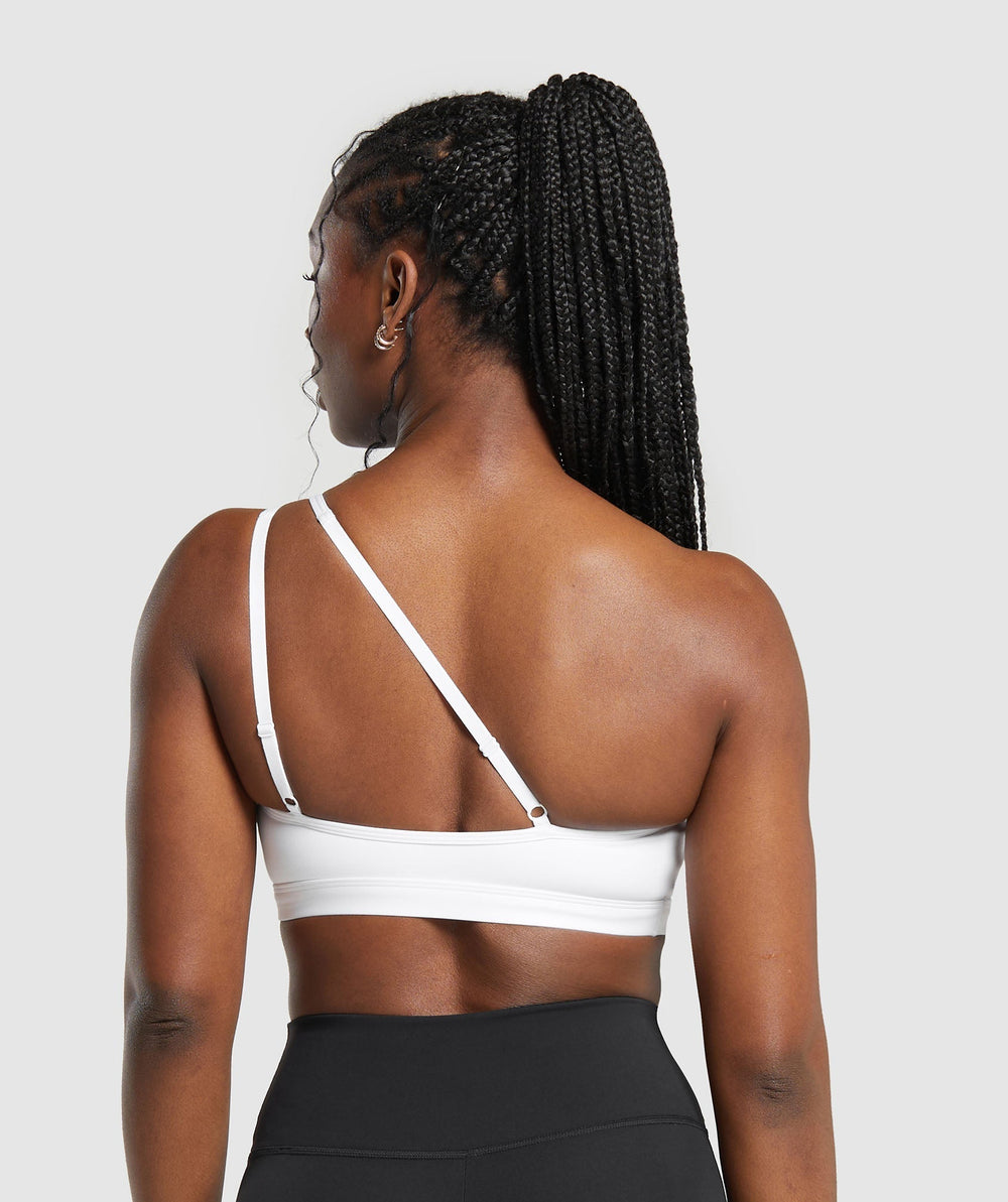One Shoulder Sports Bra - White