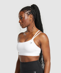One Shoulder Sports Bra - White