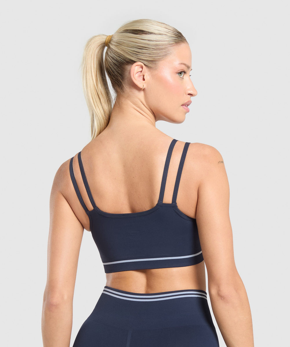 Contrast Seamless Sports Bra - Heavy Blue