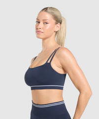 Contrast Seamless Sports Bra - Heavy Blue