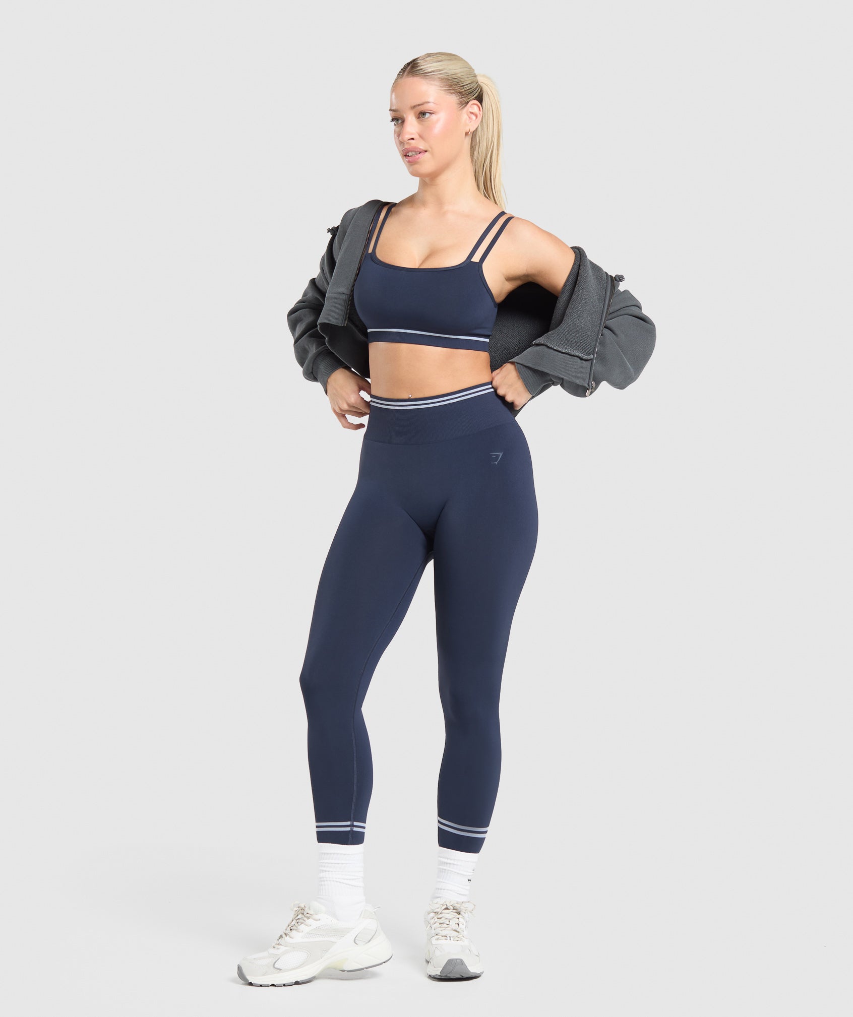 Contrast Seamless Sports Bra - Heavy Blue