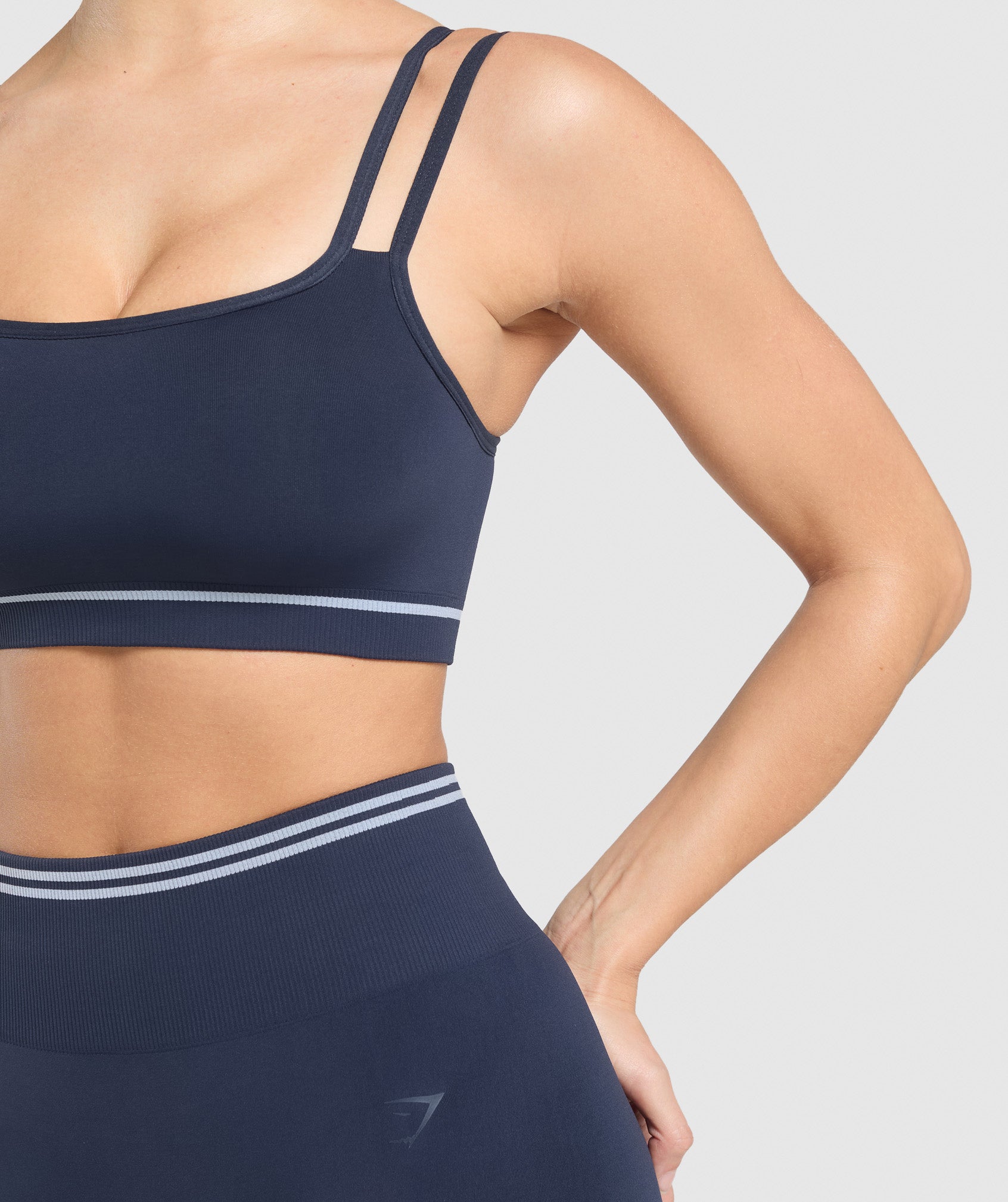 Contrast Seamless Sports Bra - Heavy Blue