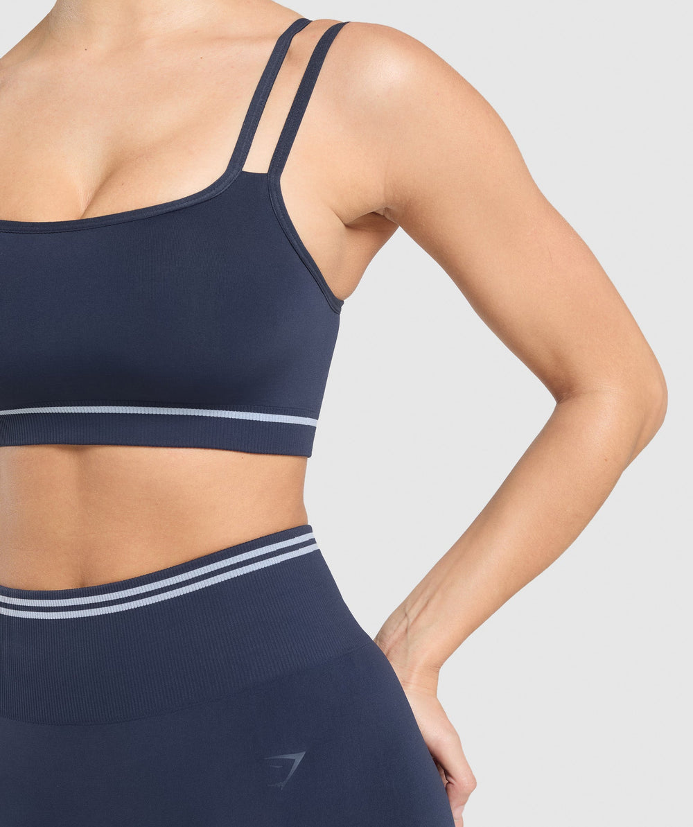 Contrast Seamless Sports Bra - Heavy Blue
