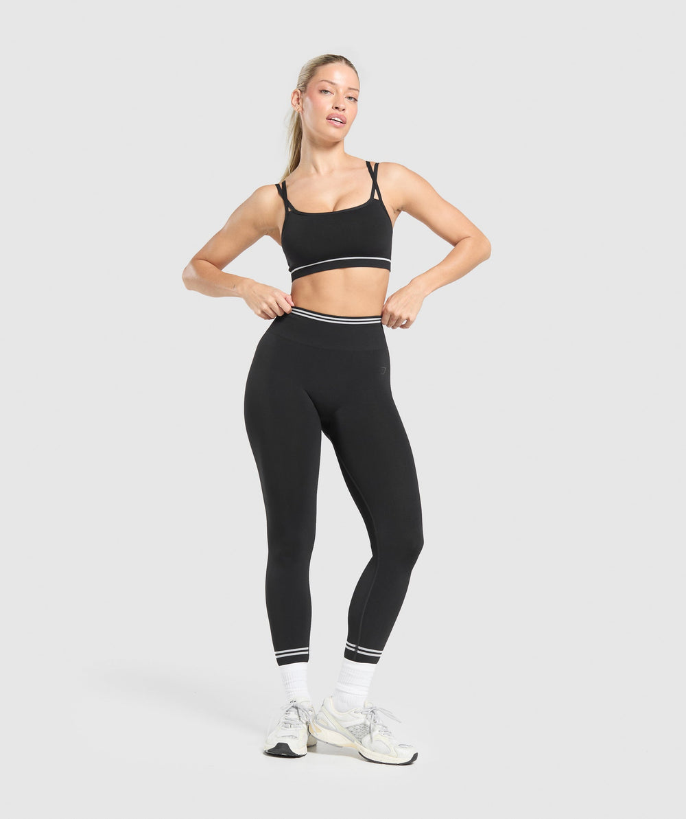 Contrast Seamless Sports Bra - Black