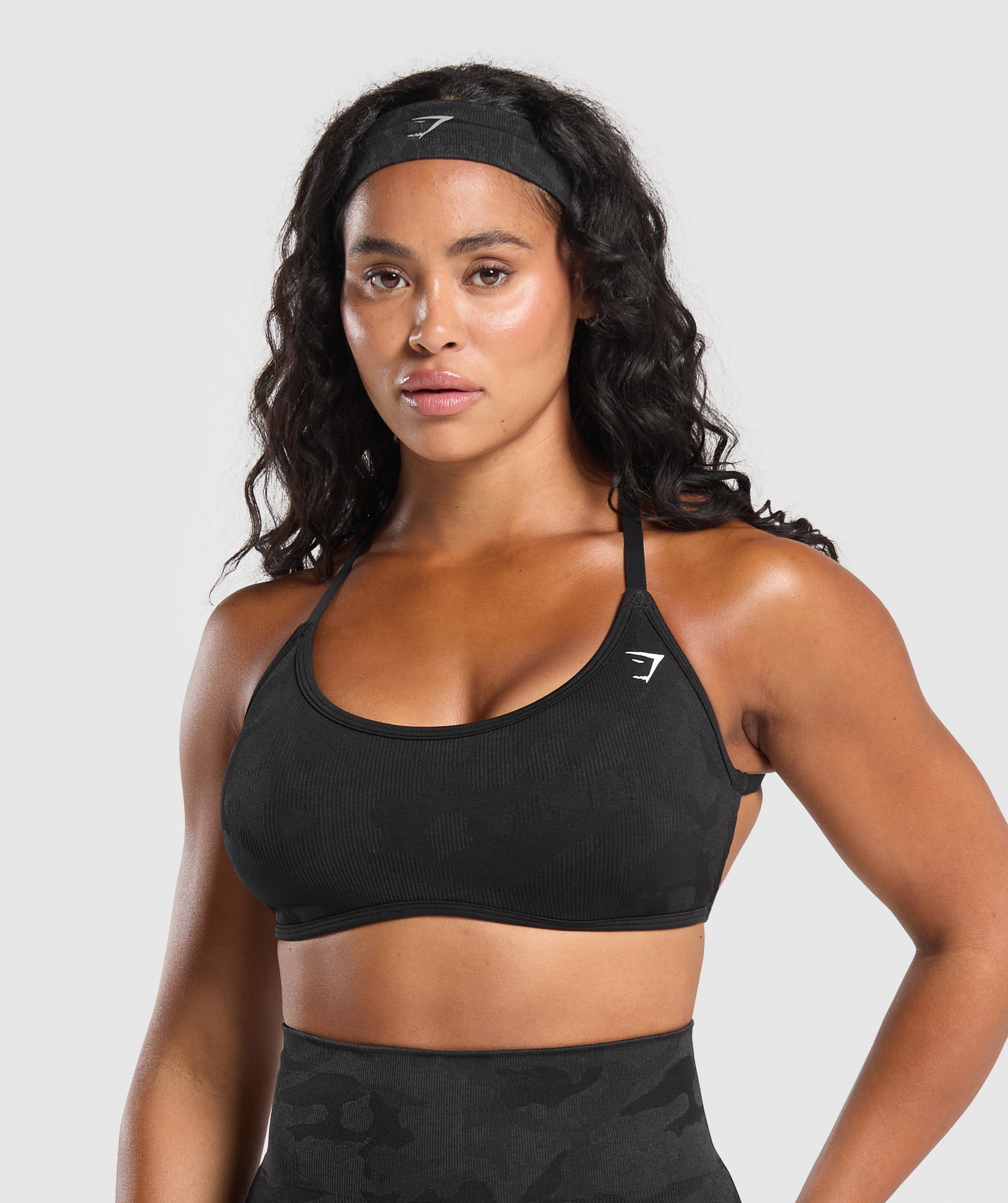 Adapt Camo Cross Back Sports Bra - Black/Asphalt Grey
