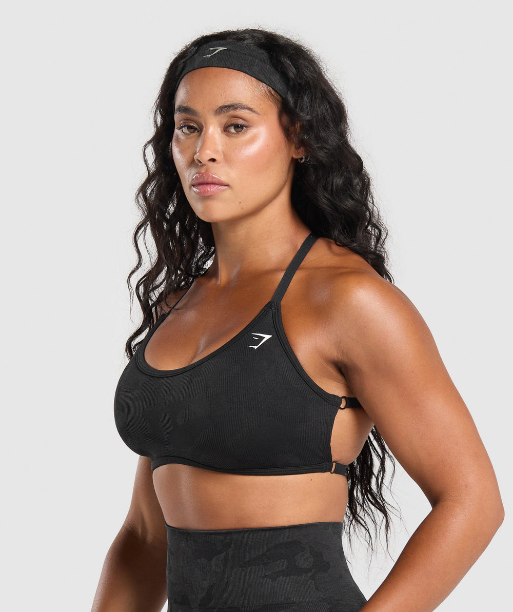 Adapt Camo Cross Back Sports Bra - Black/Asphalt Grey