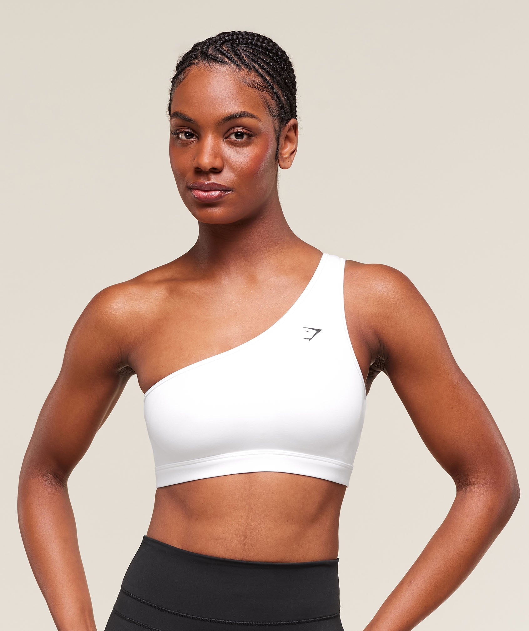 Asymmetric Sports Bra - White