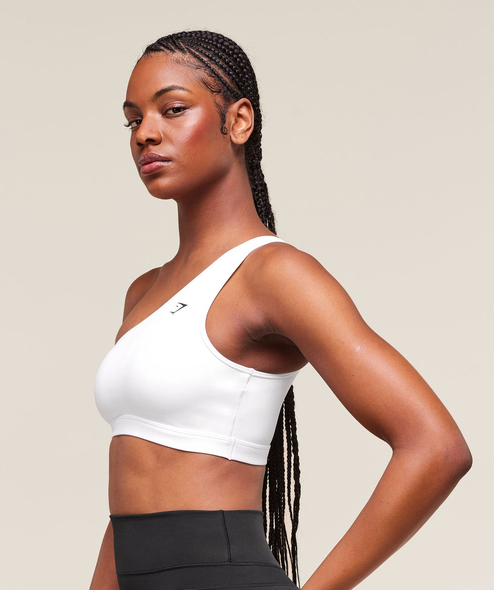 Asymmetric Sports Bra - White