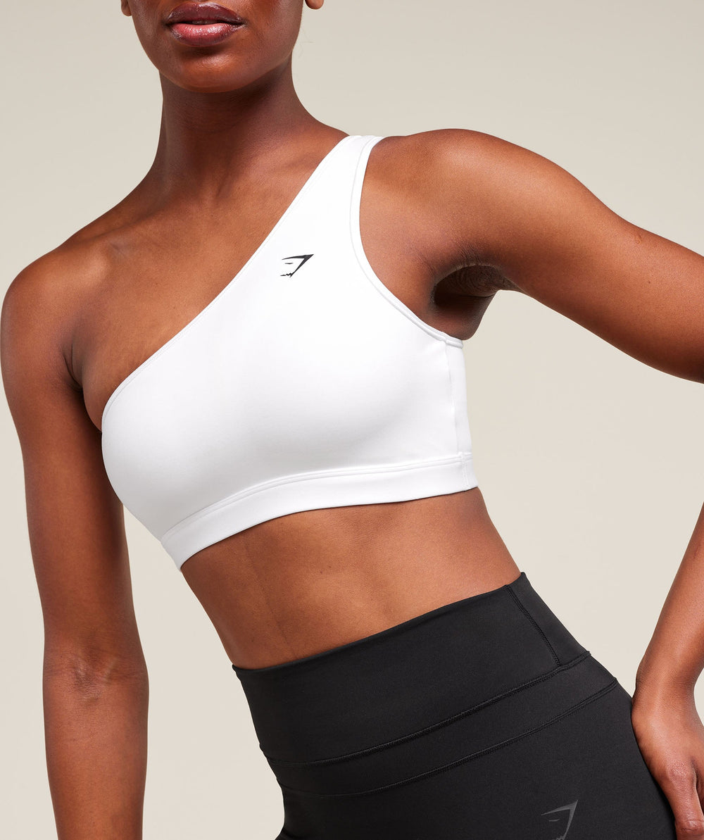 Asymmetric Sports Bra - White