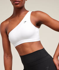 Asymmetric Sports Bra - White