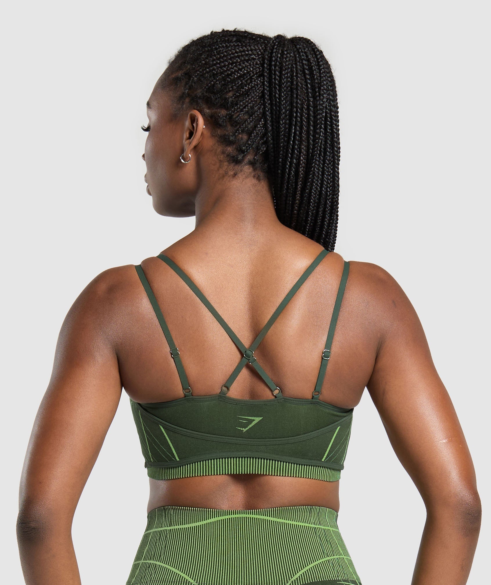 Apex Seamless Strappy Sports Bra - Trail Green/Energy Gelato Green