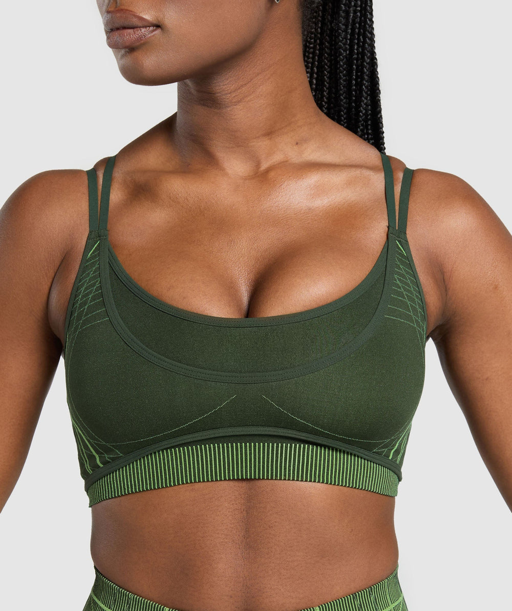 Apex Seamless Strappy Sports Bra - Trail Green/Energy Gelato Green