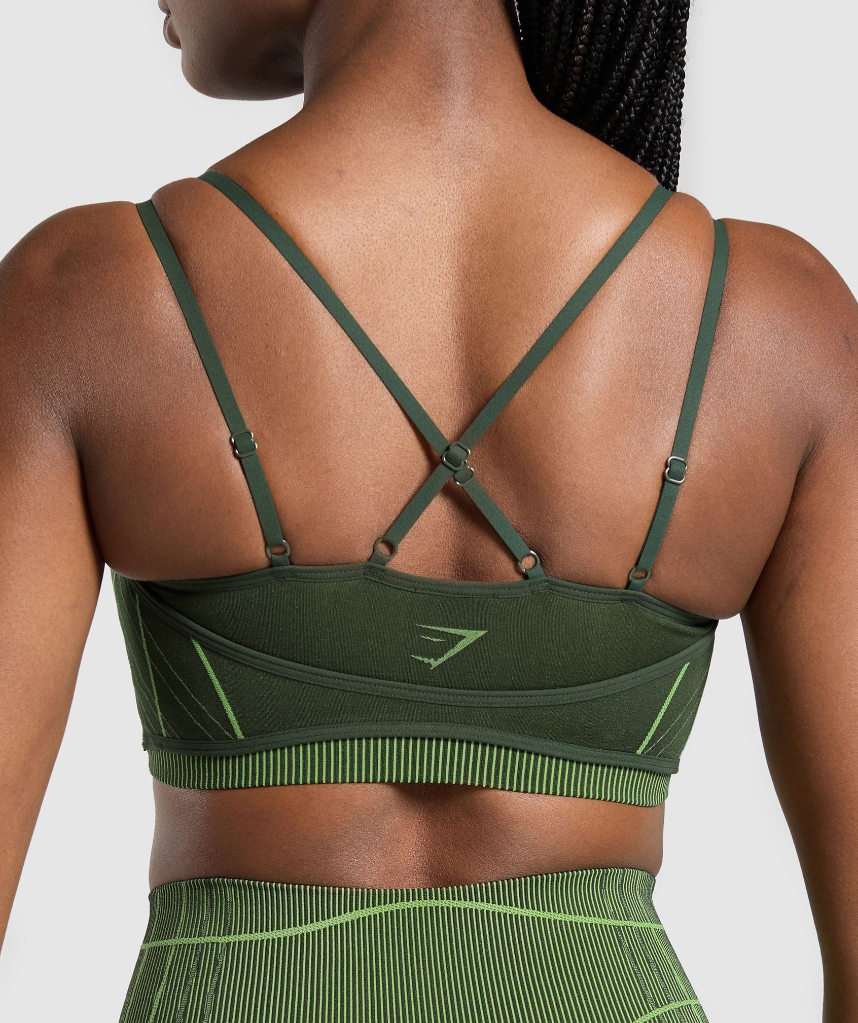 Apex Seamless Strappy Sports Bra - Trail Green/Energy Gelato Green