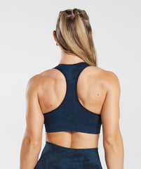 Adapt Camo Seamless Ribbed Sports Bra - Midnight Blue/Ash Blue