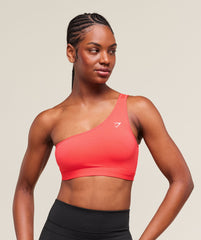 Asymmetric Sports Bra - Coral Red