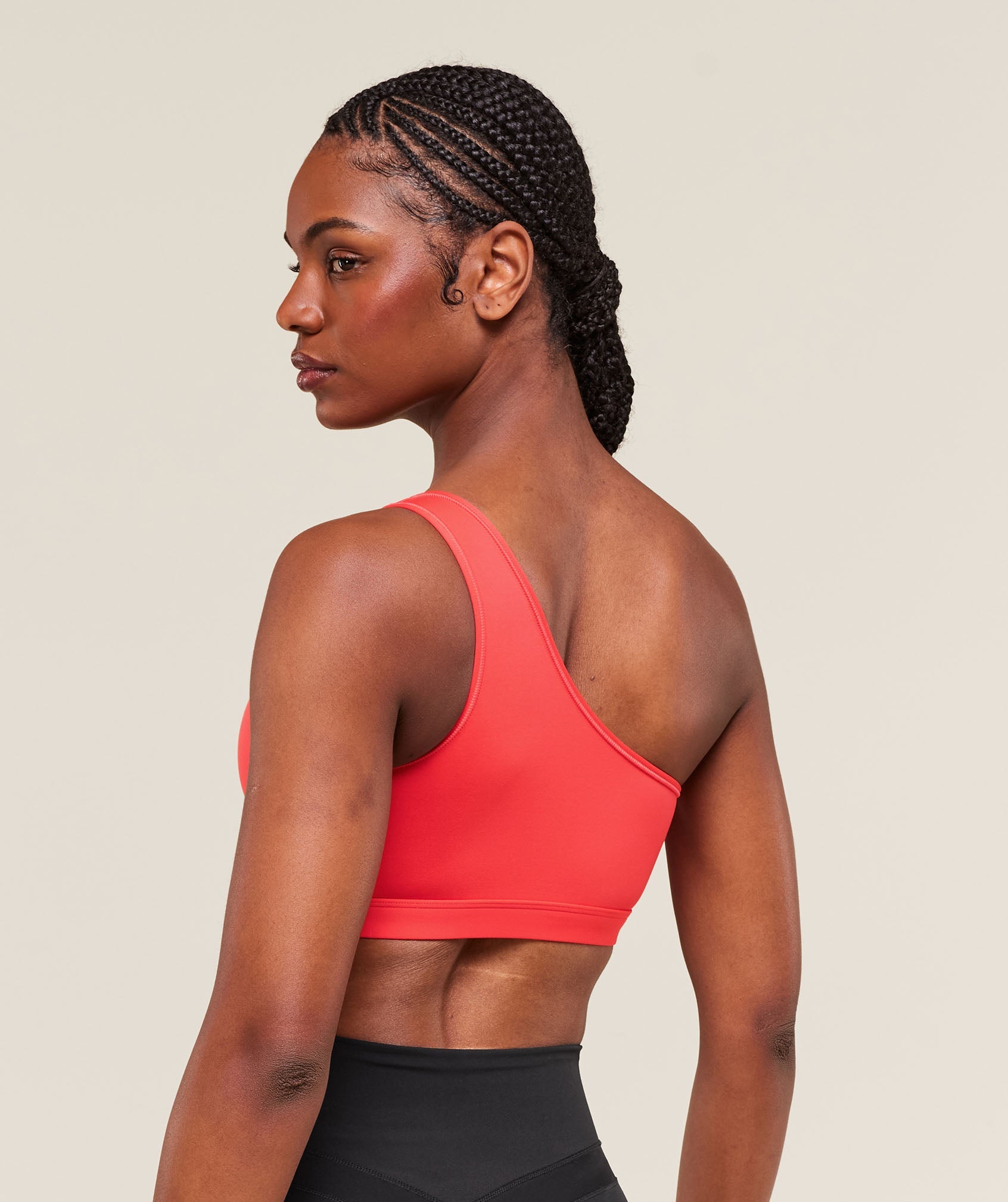 Asymmetric Sports Bra - Coral Red