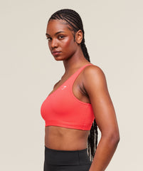 Asymmetric Sports Bra - Coral Red