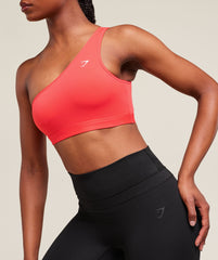 Asymmetric Sports Bra - Coral Red