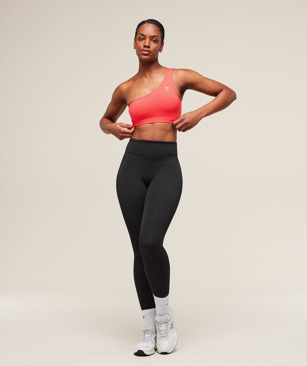 Asymmetric Sports Bra - Coral Red